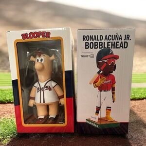 Atlanta Braves Blooper & Ronald Acuña Jr Bobbleheads Lot NIB SGA